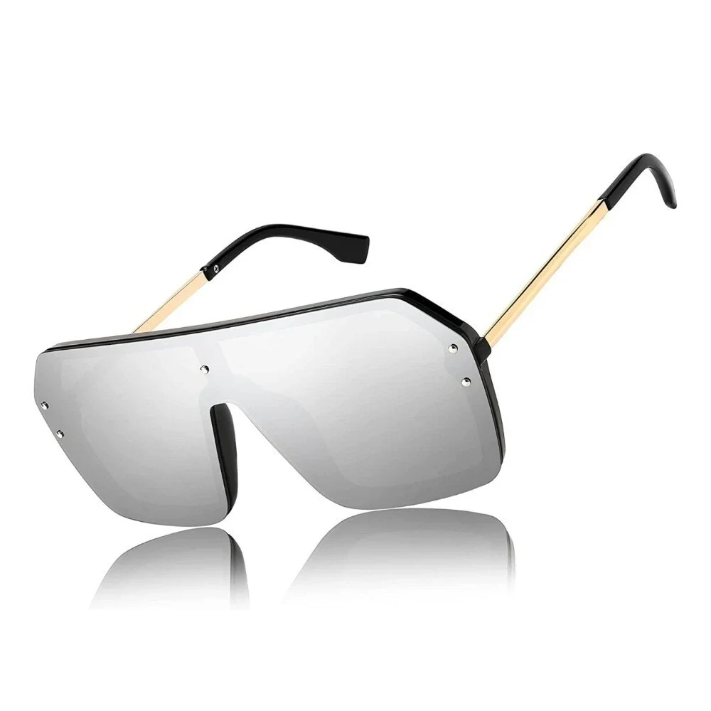 Sunglasses Men Silver‎ Mirrored Lens Fashion Rimless Retro Beach Street Wear New